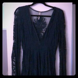 Free People Forest green Lacey Mini Dress
